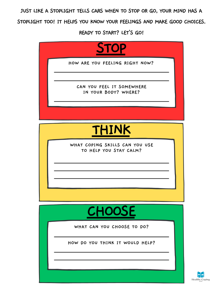 Stop, Think & Choose Worksheet (Printable) – Healthy Coping Club